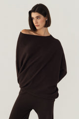 Asymmetric Draped | Espresso Brown | Seamless Knit