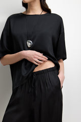 Corin Elastic Waist Satin Trousers | Black