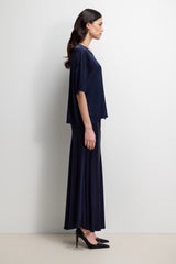 Camilla Bias Satin Skirt | Navy