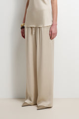Corin Elastic Waist Satin Trousers | Light Beige