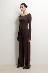 Mae Featherweight Boatneck Top | Espresso Brown | Modal-Cashmere