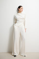 Allegra Asymmetric Long Sleeve Top | Ivory