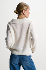 Noor Open Neck Sweater | Ivory | Alpaca Blend