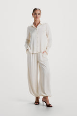 Belle Balloon Satin Trousers | Ivory