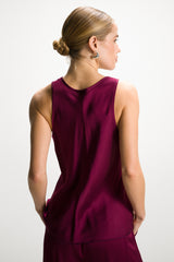 Demi Satin Vest Top | Burgundy