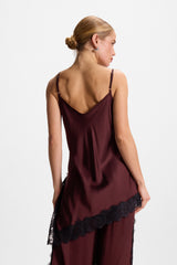 Sofia Asymmetric Lace Satin Vest | Amethyst Plum