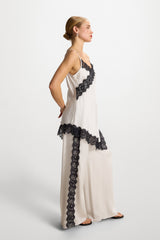 Sofia Lace Satin Trousers | Ivory