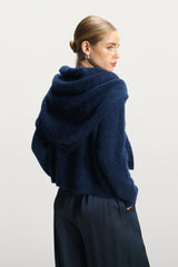 Evie Triangle Maxi Scarf | Navy | Alpaca-Wool Blend