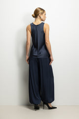 Belle Balloon Satin Trousers | Ink