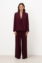 Lana Pleated Elastic Waist Trousers | Burgundy