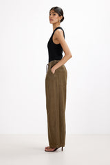 Juno Elastic Waist Barrel Jeans | Washed Brown