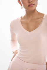 Sylvie V Neck Featherweight Top | Blush | Modal-Silk