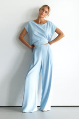 Blanchett Button Top | Dusty Blue