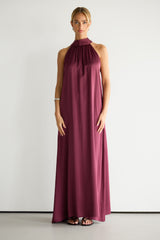 Ruby Halterneck Satin Dress | Damson