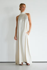 Ruby Halterneck Satin Dress | Ivory