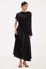 Anne Slip Satin Dress | Black