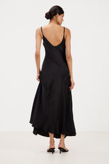 Anne Slip Satin Dress | Black