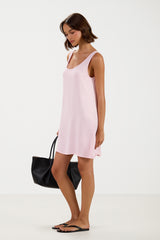 Rosaline Sleeveless Satin Dress | Soft Pink