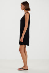 Rosaline Sleeveless Satin Dress | Black