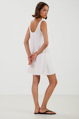 Rosaline Sleeveless Satin Dress | White