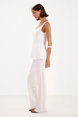 Natalie Satin Tank Top | White