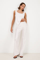Natalie Satin Tank Top | White