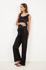 Natalie Satin Tank Top | Black