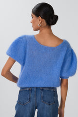 Camille Two-Way Cardigan | Cornflower Blue | Brushed Mohair Blend