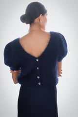 Camille Two-Way Cardigan | Navy | Brushed Mohair Blend