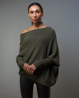 Asymmetric Draped | Khaki | Seamless Knit