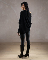 Asymmetric Draped | Black | Seamless Knit