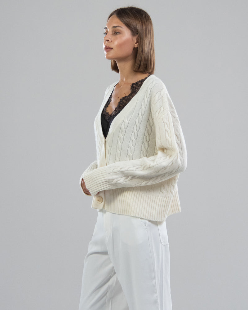 LIMITED EDITION | Cashmere Wool Cable Knit Cardigan | Buttermilk