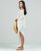 RESTOCKED | Side Split Elastic Waist Knitted Midi Skirt | White