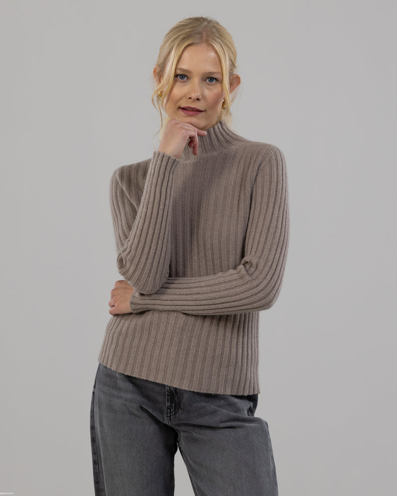 NEW | High Neck Fitted Sweater | Taupe