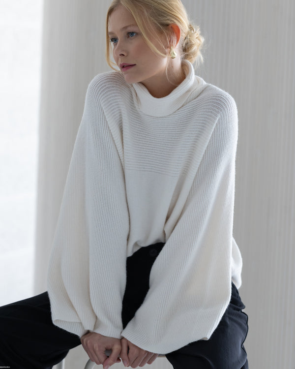 LIMITED RESTOCK | Ribbed Roll Neck Sweater | Ivory