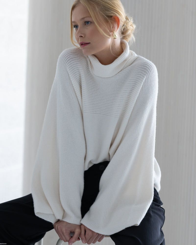 LIMITED RESTOCK | Ribbed Roll Neck Sweater | Ivory