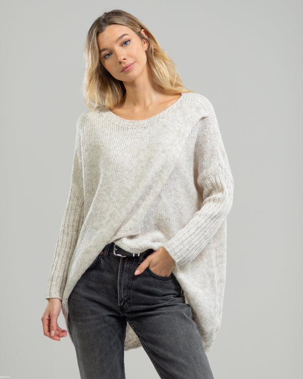 NEW | Crossover High Low Sweater | Oatmeal | Wool Blend