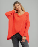 NEW | Crossover High Low Sweater | Coral | Wool Blend