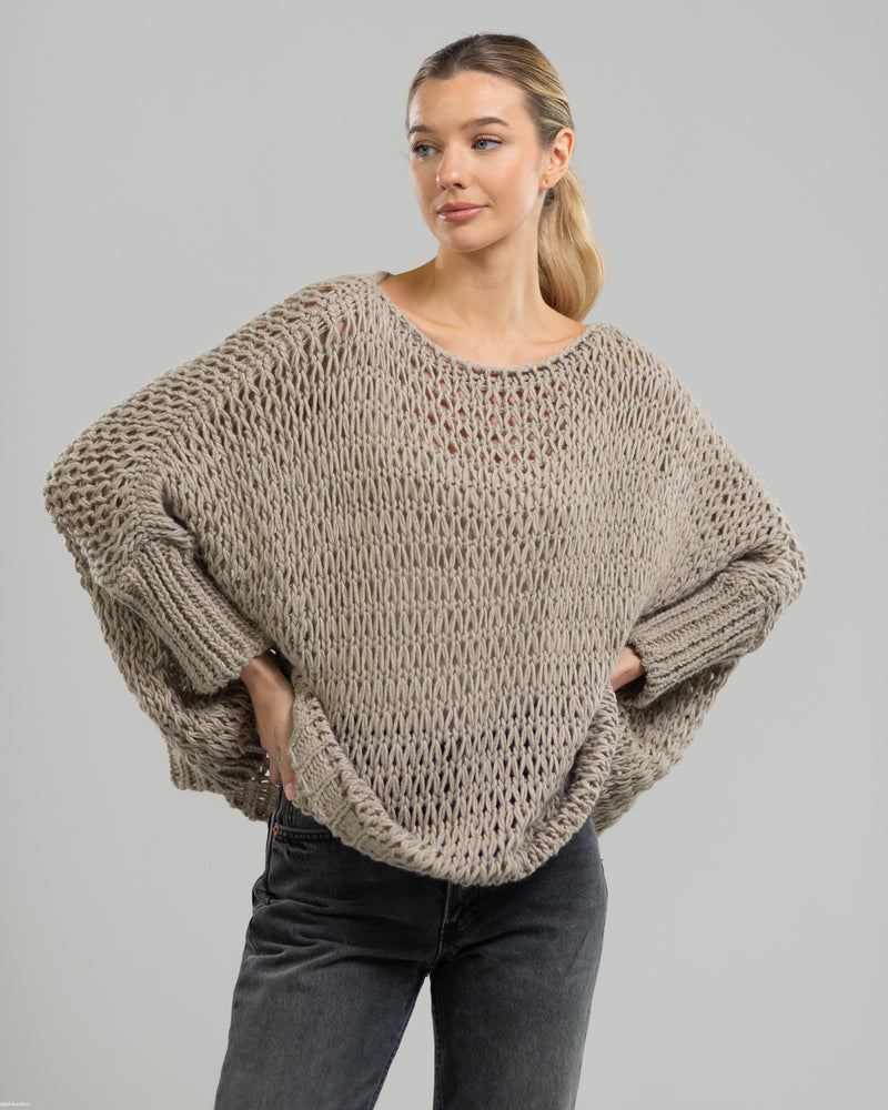 RESTOCKED | Crochet Sweater | Beige | Wool Blend