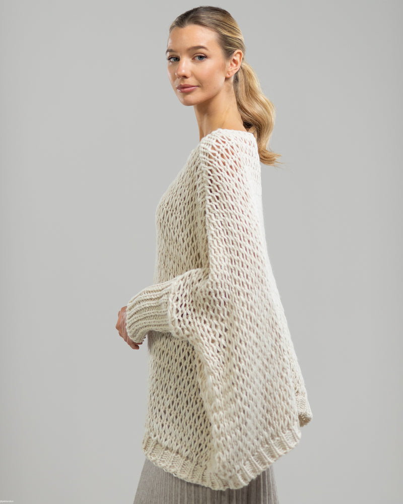 RESTOCKED | Crochet Sweater | Cream | Wool Blend