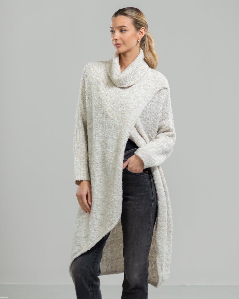 NEW | Roll Neck Crossover Sweater | Oatmeal | Wool Blend
