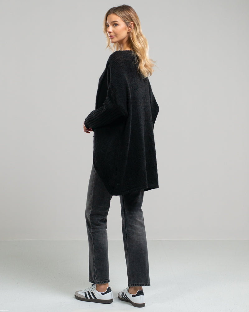 NEW | Crossover High Low Sweater | Black | Wool Blend