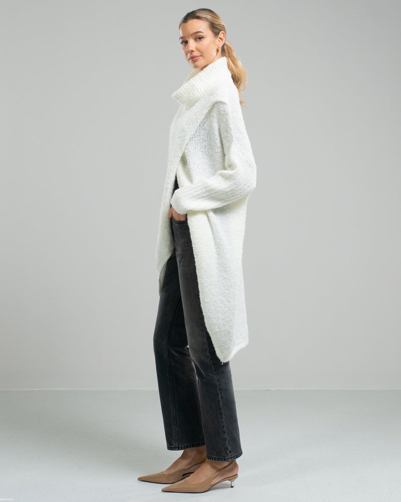 NEW | Roll Neck Crossover Sweater | Ivory | Wool Blend