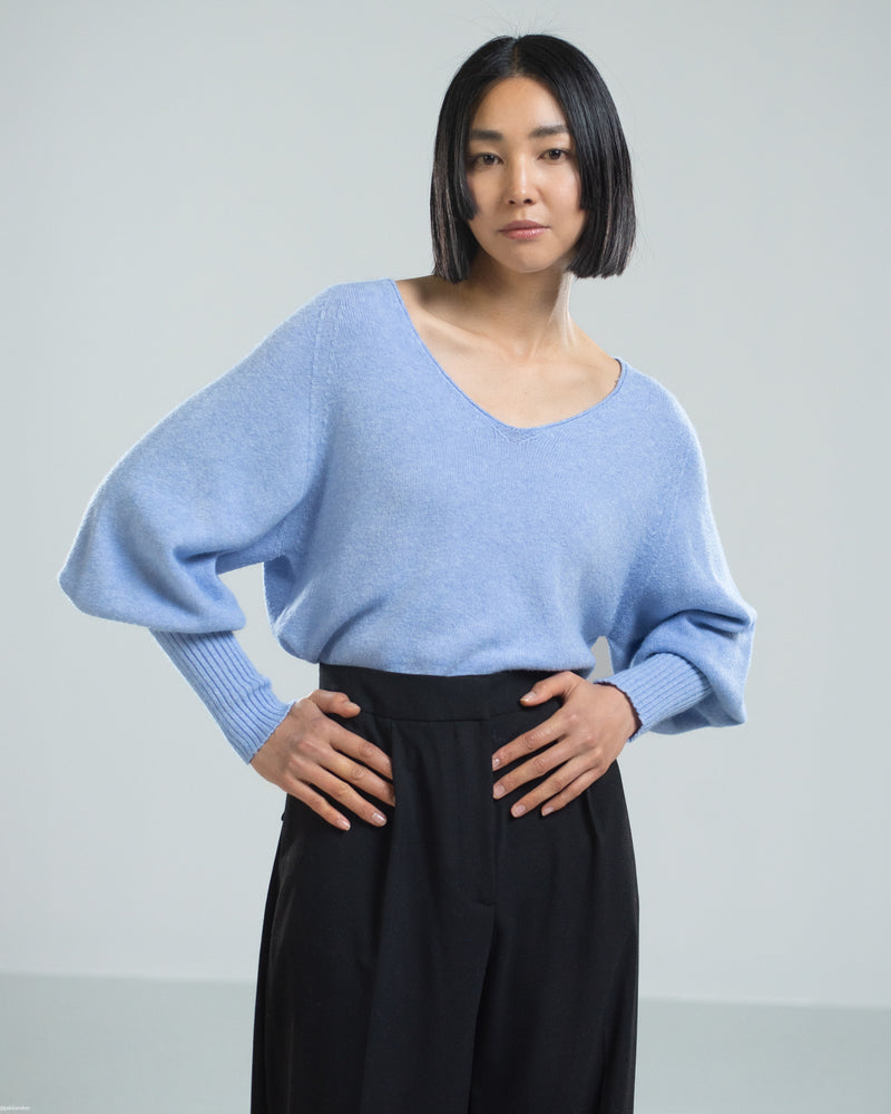 V neck shop bell sleeve sweater