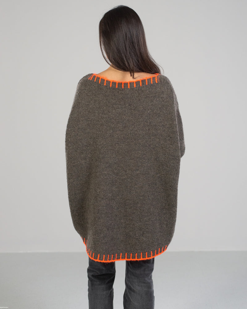 SIGN UP | Contrast High Low Sweater | Graphite Brown | Wool Blend