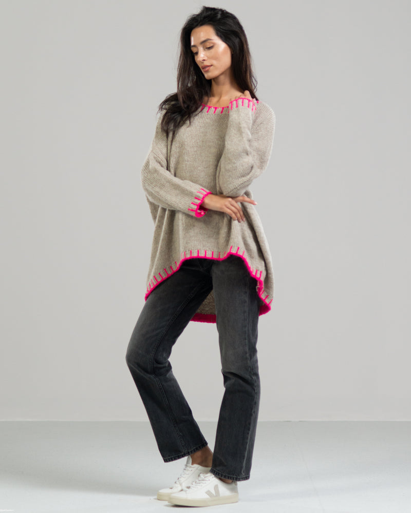 LIMITED RESTOCK | Contrast High Low Sweater | Beige | Wool Blend