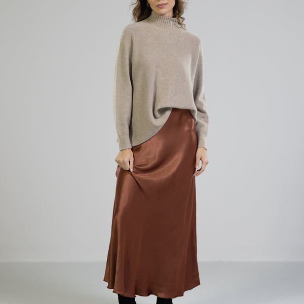 Rust satin cheap maxi skirt