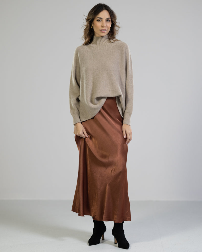 NEW | Satin Maxi Skirt | Rust