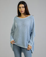 NEW | Contrast High Low Sweater | Light Blue | Wool Blend