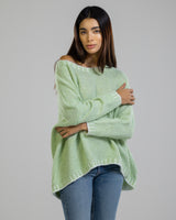 NEW | Contrast High Low Sweater | Mint | Wool Blend
